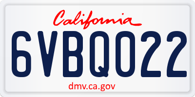 CA license plate 6VBQ022