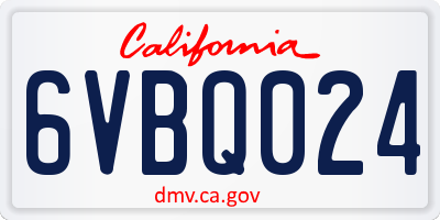 CA license plate 6VBQ024