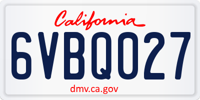 CA license plate 6VBQ027