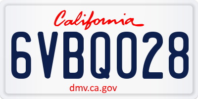 CA license plate 6VBQ028