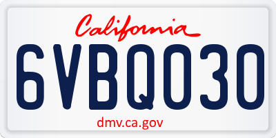 CA license plate 6VBQ030