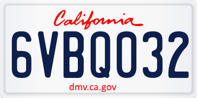 CA license plate 6VBQ032