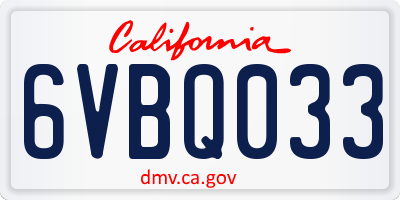 CA license plate 6VBQ033