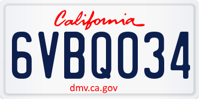 CA license plate 6VBQ034