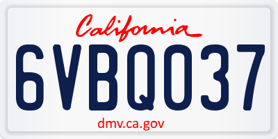 CA license plate 6VBQ037