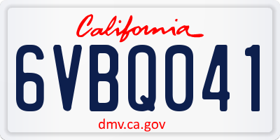 CA license plate 6VBQ041