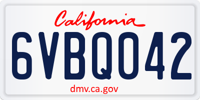 CA license plate 6VBQ042