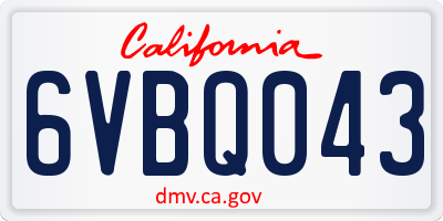 CA license plate 6VBQ043