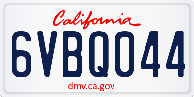 CA license plate 6VBQ044