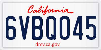 CA license plate 6VBQ045