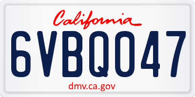 CA license plate 6VBQ047