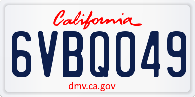 CA license plate 6VBQ049