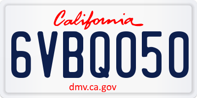 CA license plate 6VBQ050