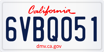 CA license plate 6VBQ051