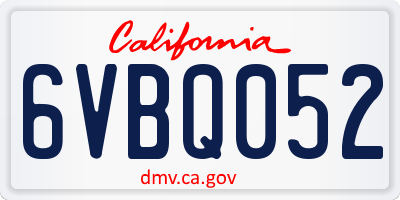 CA license plate 6VBQ052