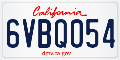 CA license plate 6VBQ054