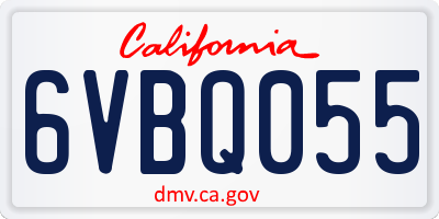CA license plate 6VBQ055