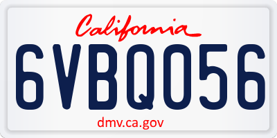 CA license plate 6VBQ056