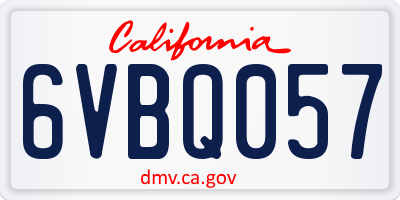 CA license plate 6VBQ057