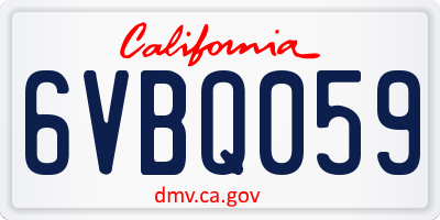 CA license plate 6VBQ059