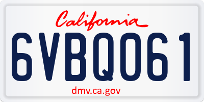 CA license plate 6VBQ061