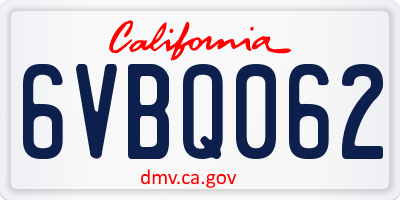 CA license plate 6VBQ062