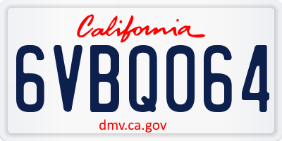 CA license plate 6VBQ064