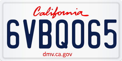 CA license plate 6VBQ065