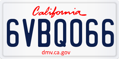 CA license plate 6VBQ066