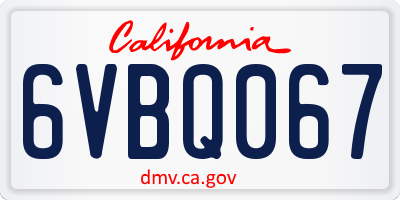 CA license plate 6VBQ067