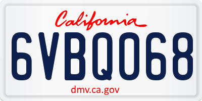 CA license plate 6VBQ068