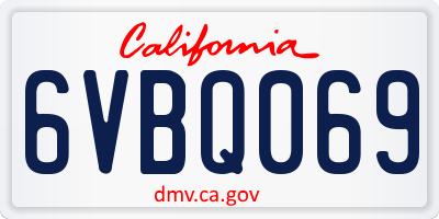 CA license plate 6VBQ069