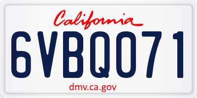 CA license plate 6VBQ071