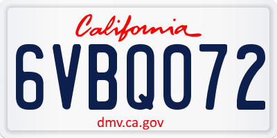CA license plate 6VBQ072