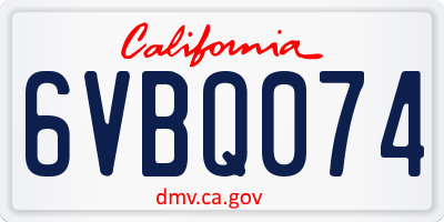 CA license plate 6VBQ074