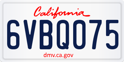 CA license plate 6VBQ075