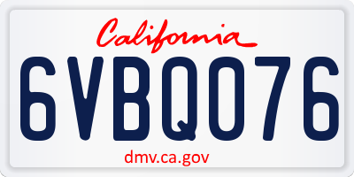 CA license plate 6VBQ076