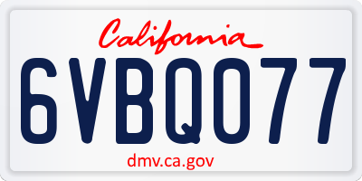 CA license plate 6VBQ077