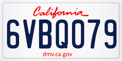 CA license plate 6VBQ079