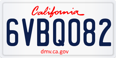 CA license plate 6VBQ082
