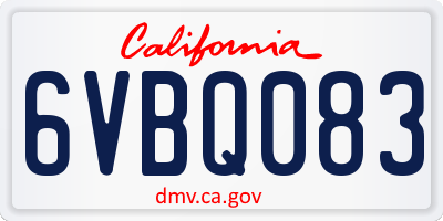 CA license plate 6VBQ083