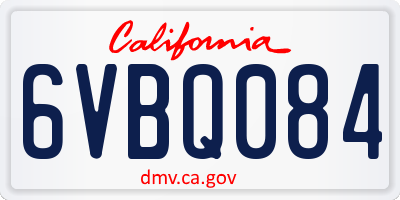 CA license plate 6VBQ084