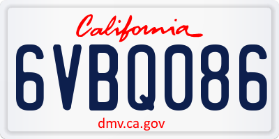 CA license plate 6VBQ086