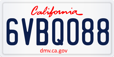 CA license plate 6VBQ088