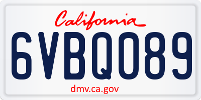 CA license plate 6VBQ089