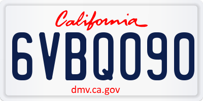 CA license plate 6VBQ090
