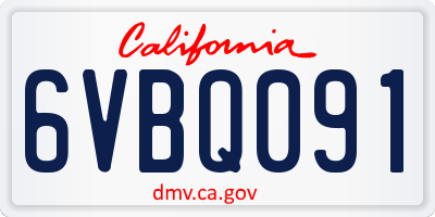 CA license plate 6VBQ091