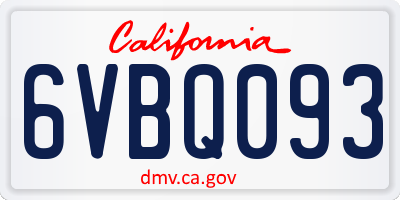 CA license plate 6VBQ093