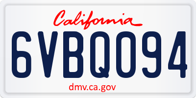 CA license plate 6VBQ094