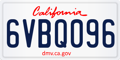 CA license plate 6VBQ096